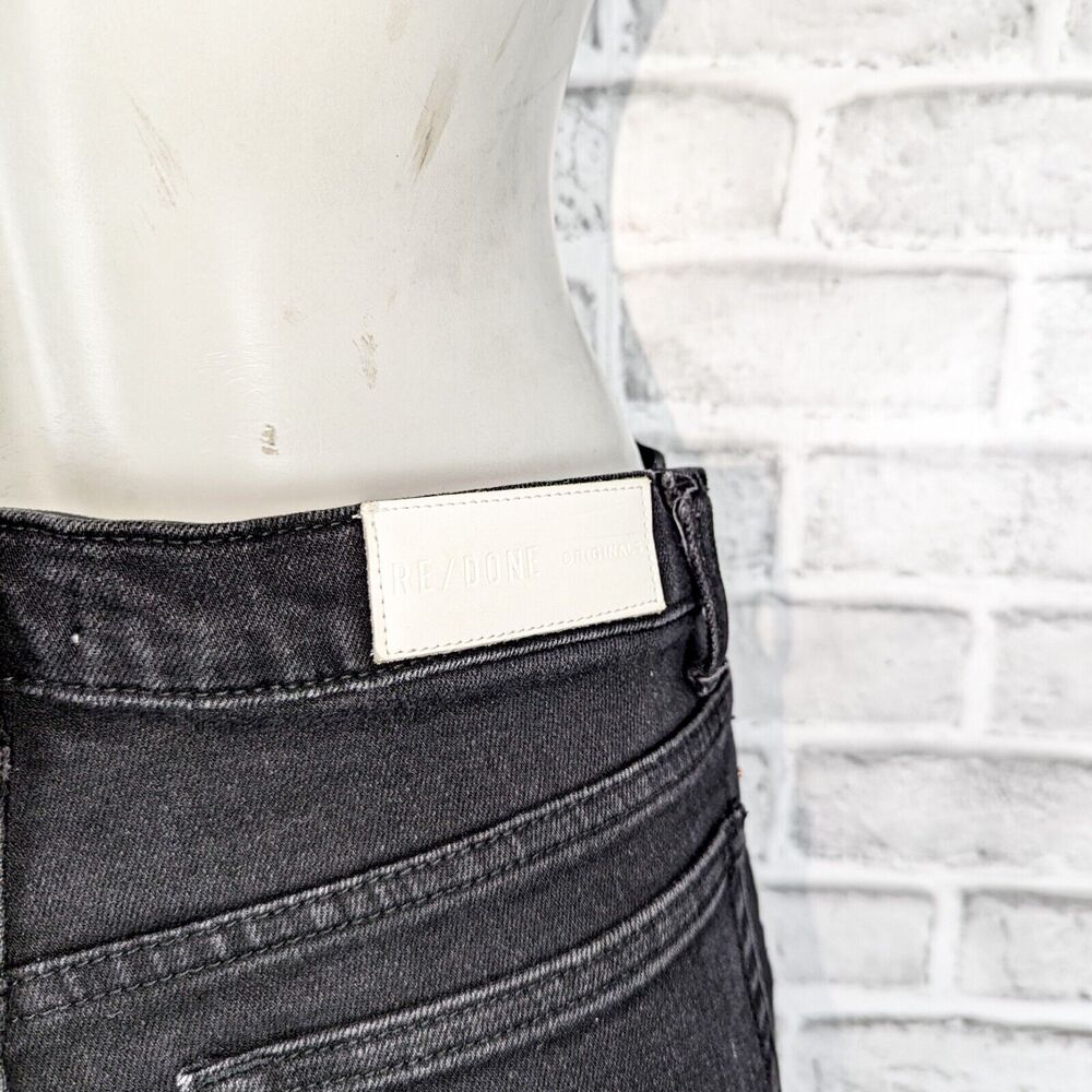 RE/DONE Women's High Waist Stretch Crop Denim Jeans in Black Med Vain sz 29 - Picture 11 of 11